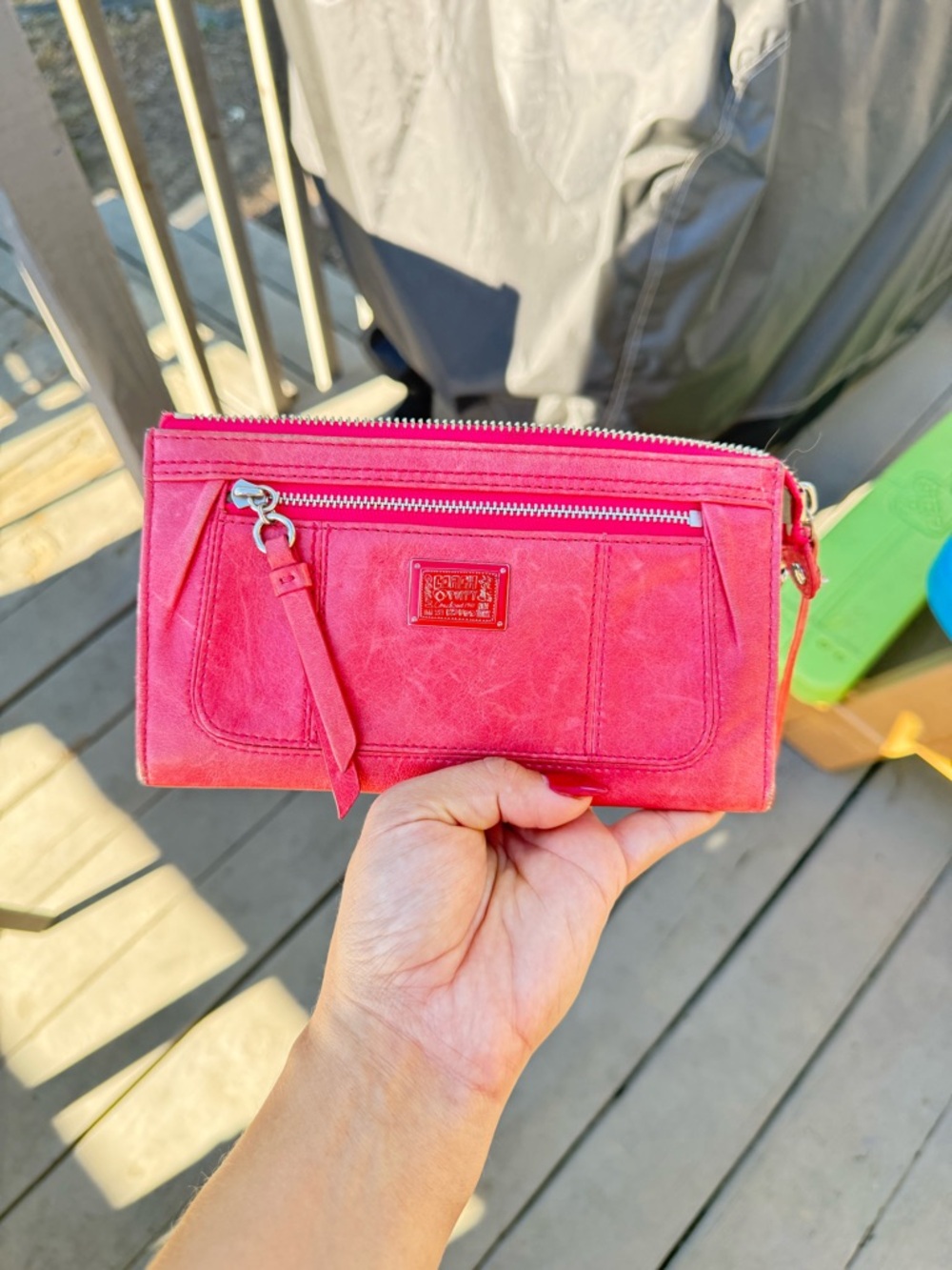 Coach Hot Pink Leather Zip Wristlet